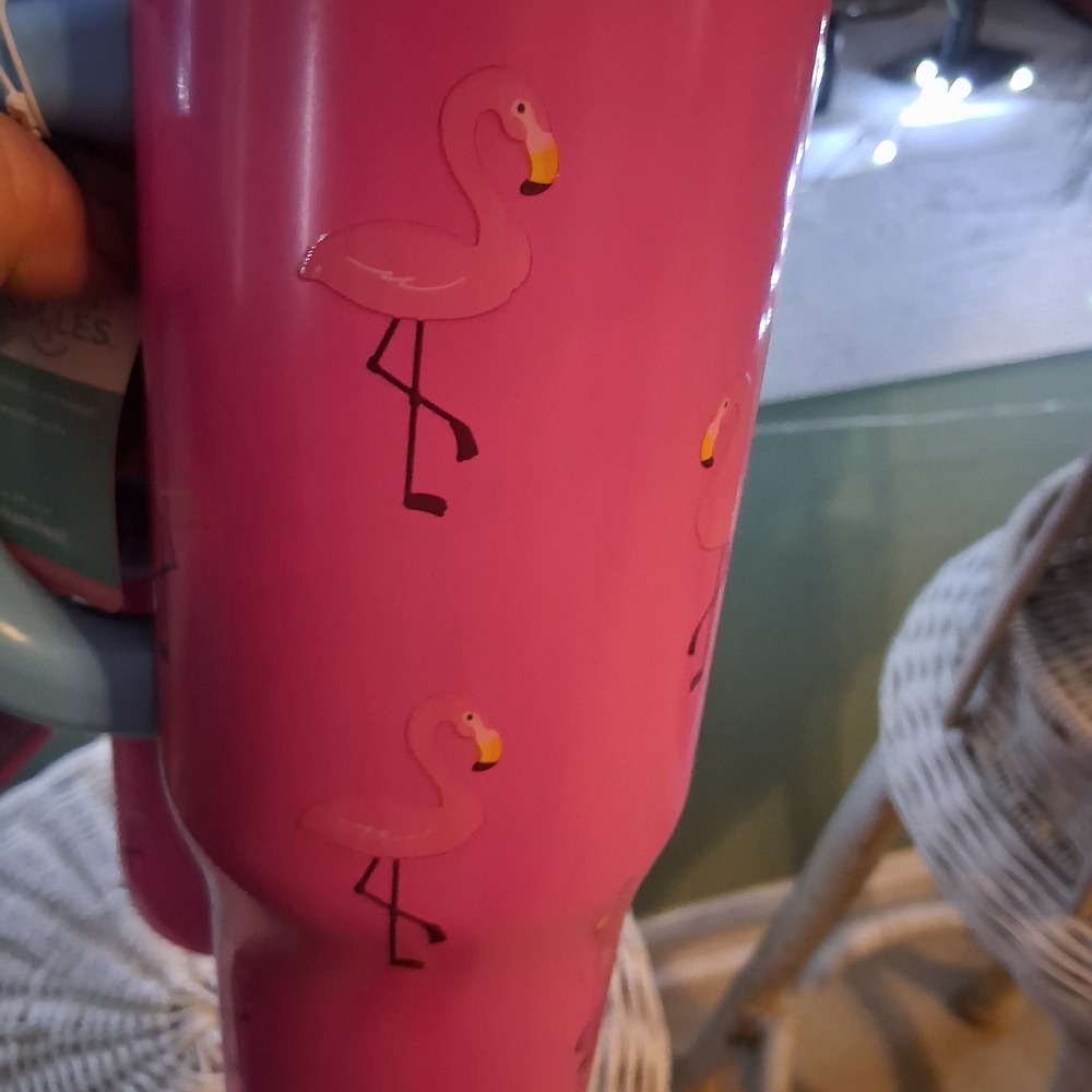 Zak! Pink Flamingo Travel Mug with Handle and Straw - Picture 6 of 6